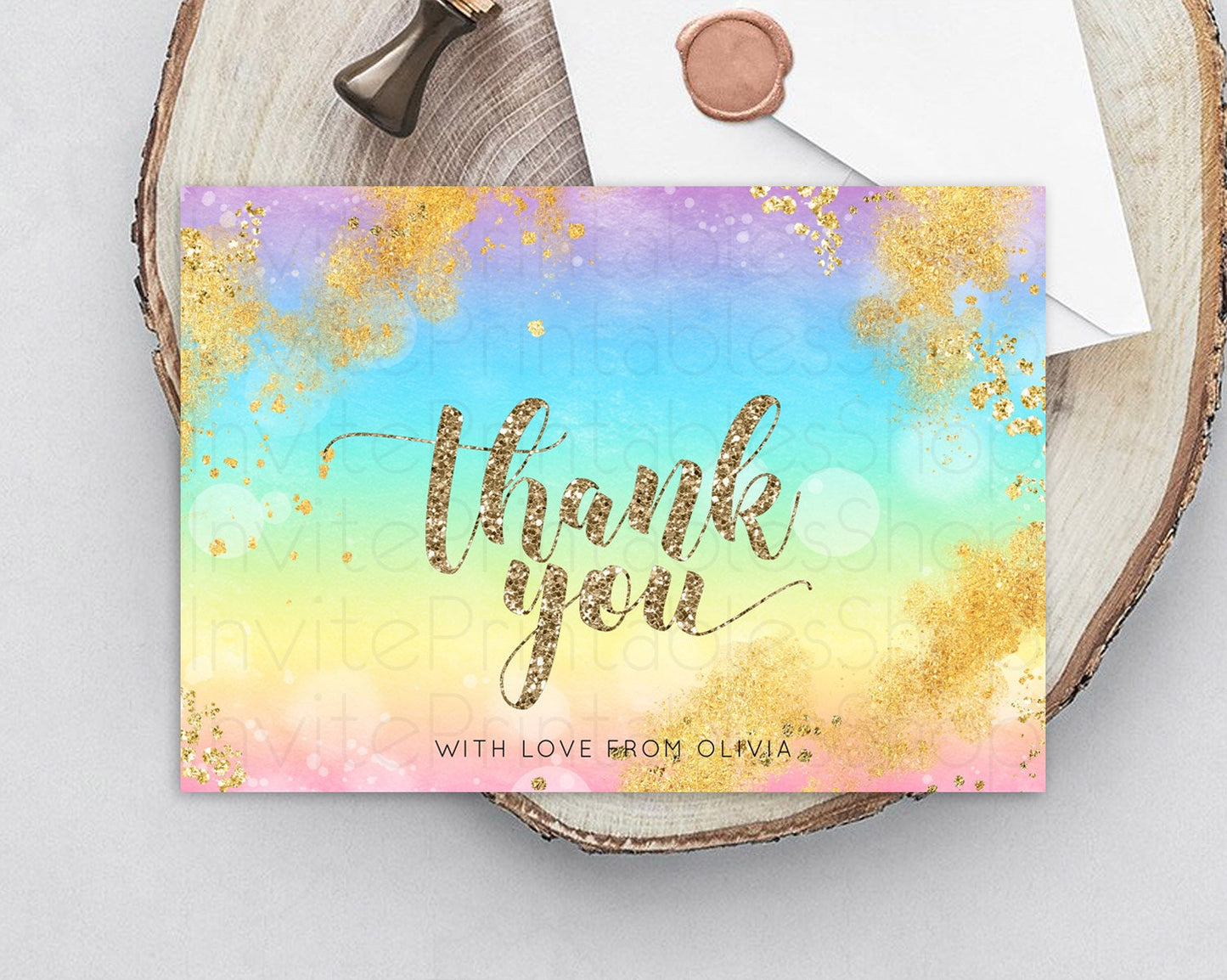 Editable Pastel Thank You Rainbow Thank You Card Colorful Pastel Birthday Th