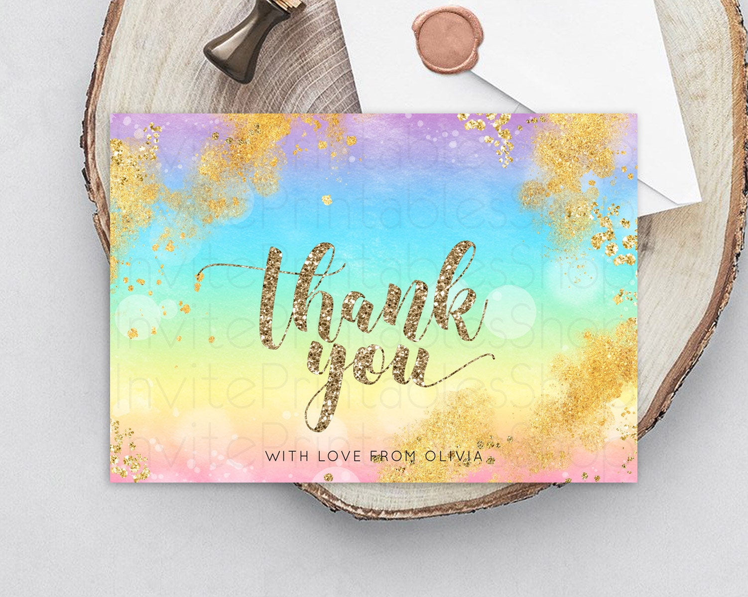 Editable Pastel Thank You Rainbow Thank You Card Colorful Pastel Birthday Th