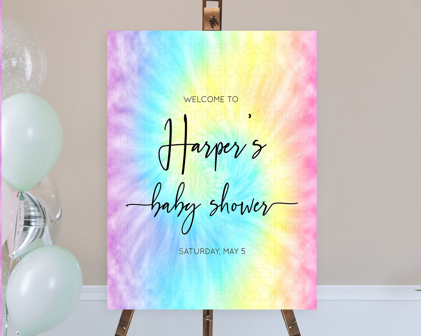 Tie Dye Baby Shower Welcome Board Rainbow Tie Dye Welcome Sign Pastel Welcome Poster Colorful Pastel Welcome Rainbow Tie Dye Sign D10578