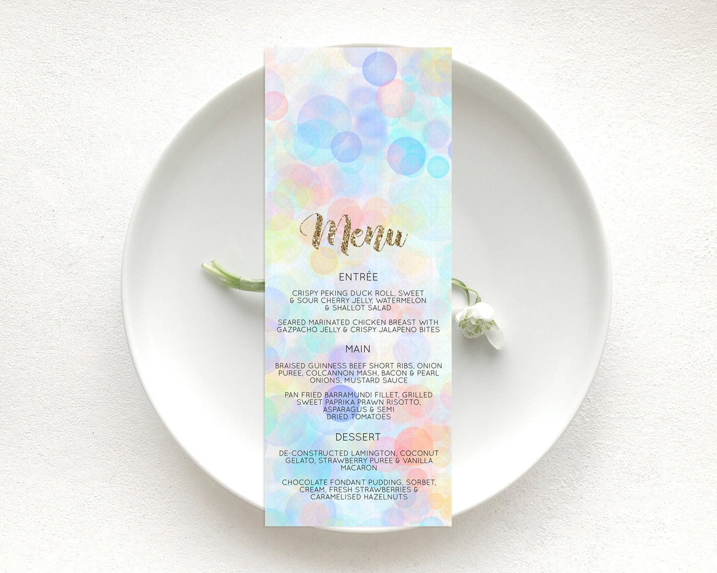 Pastel Menu Bubbles Menu Template Bubble Bath Table Decor Rainbow Pastel Colorful Confetti Dinner Dessert Menu Party Food Menu D10447