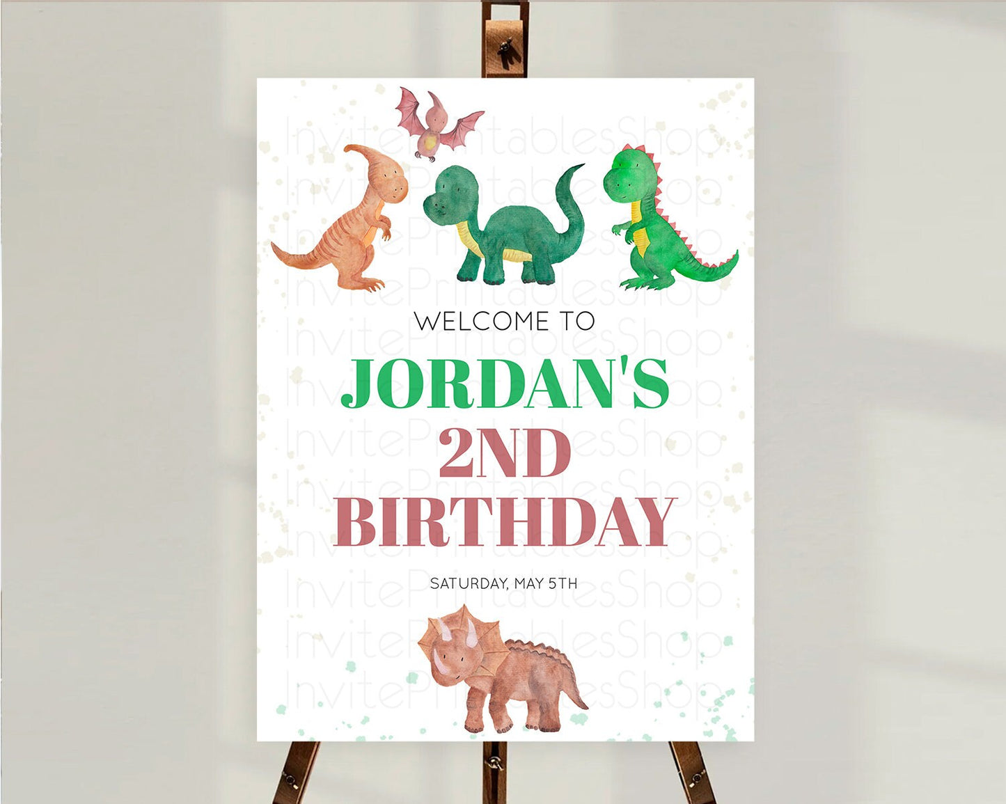 Dinosaur Welcome Sign Dinosaur Volcano Welcome Poster Dino Watercolor Volcano T-Rex Raptor Jurassic First Birthday Welcome Sign D10153