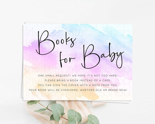 Editable Pastel Books For Baby Card Pastel Rainbow Book Insert Colorful Ombr