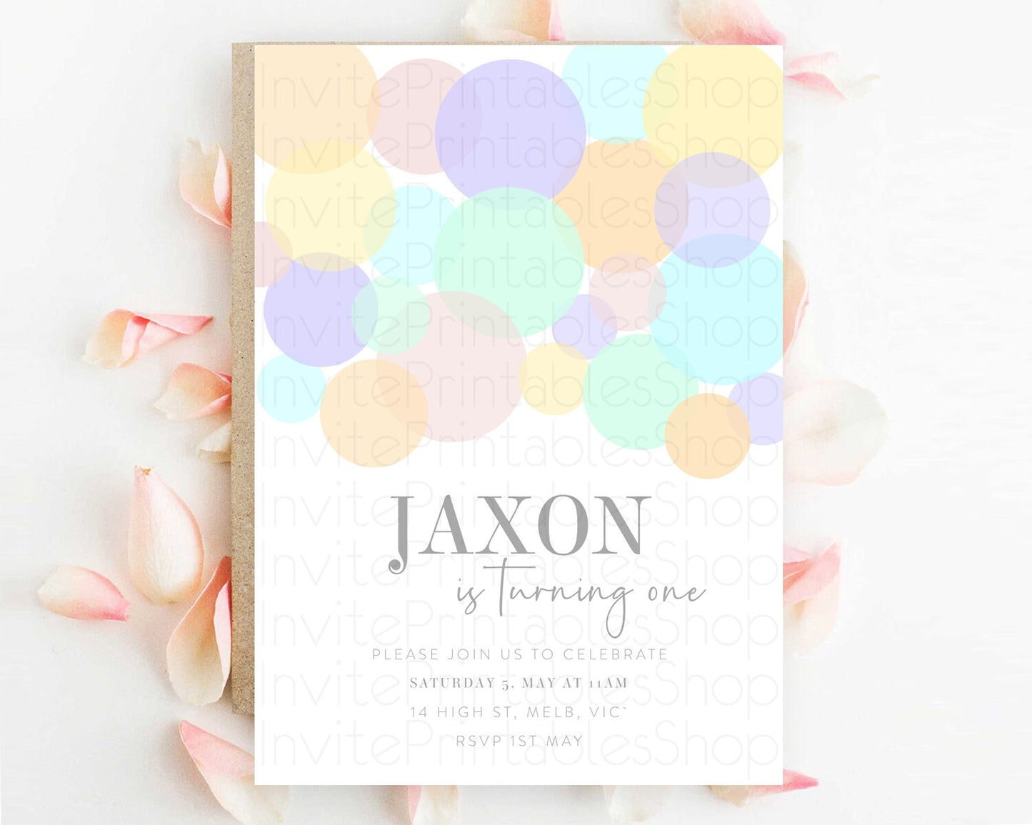 Pastel Birthday Invitation Pastel Confetti Birthday Invitation Bubbles Invitation Colorful Rainbow Confetti 2nd 1st First Birthday 100209