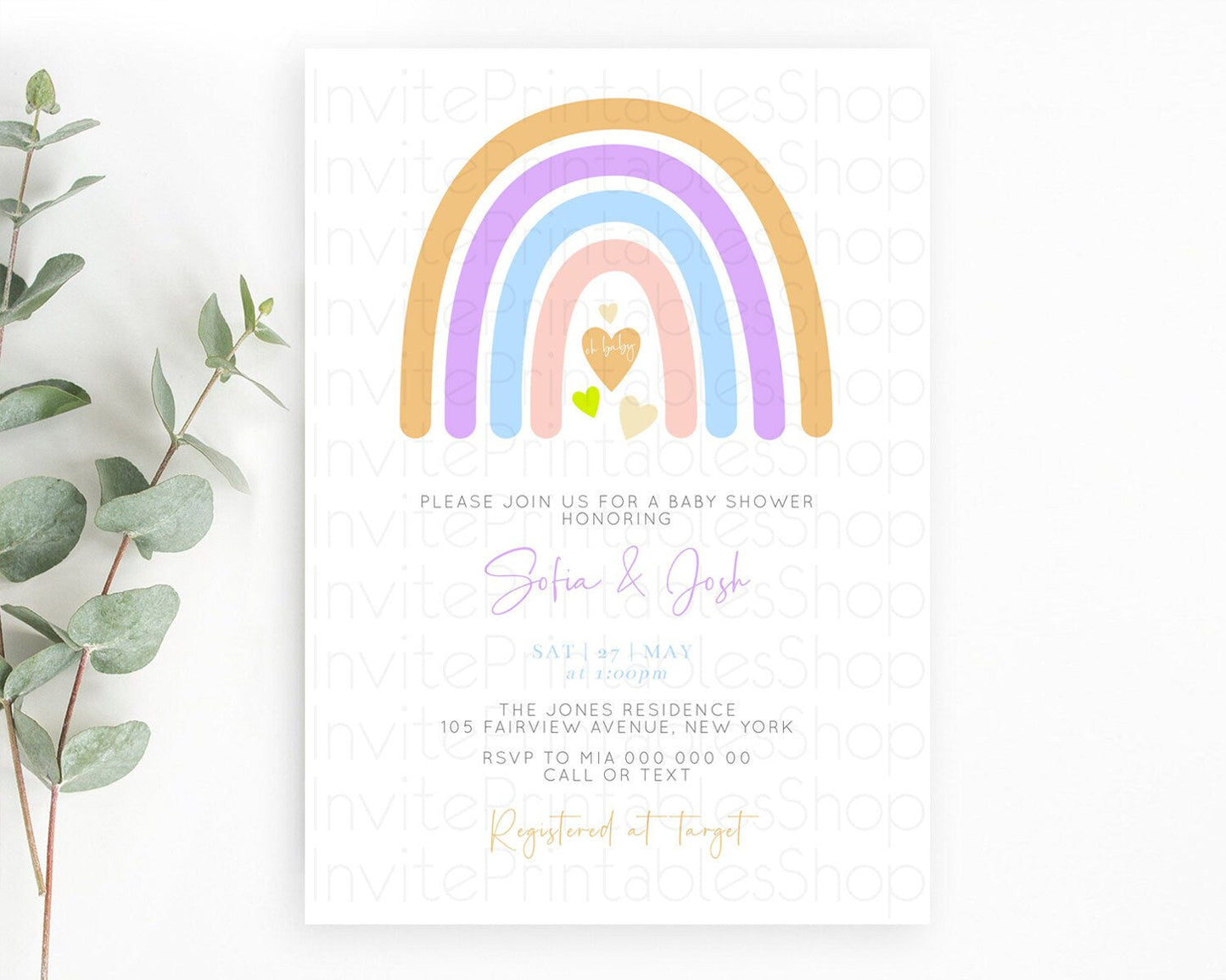 Pastel Rainbow Baby Shower Invitation Pastel Rainbow Invitation Rainbow Baby Invitation Pastel Invitation Boho Rainbow Invitation D10238