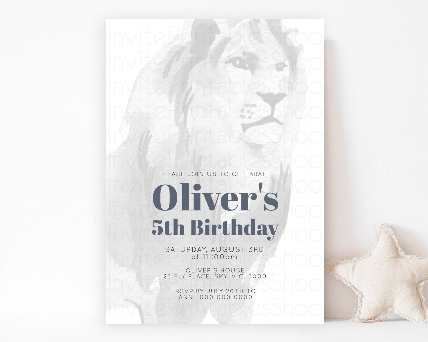 Editable Lion Birthday Invitation Lion Invitation Modern Safari Lion Party 2