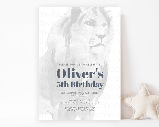 Editable Lion Birthday Invitation Lion Invitation Modern Safari Lion Party 2