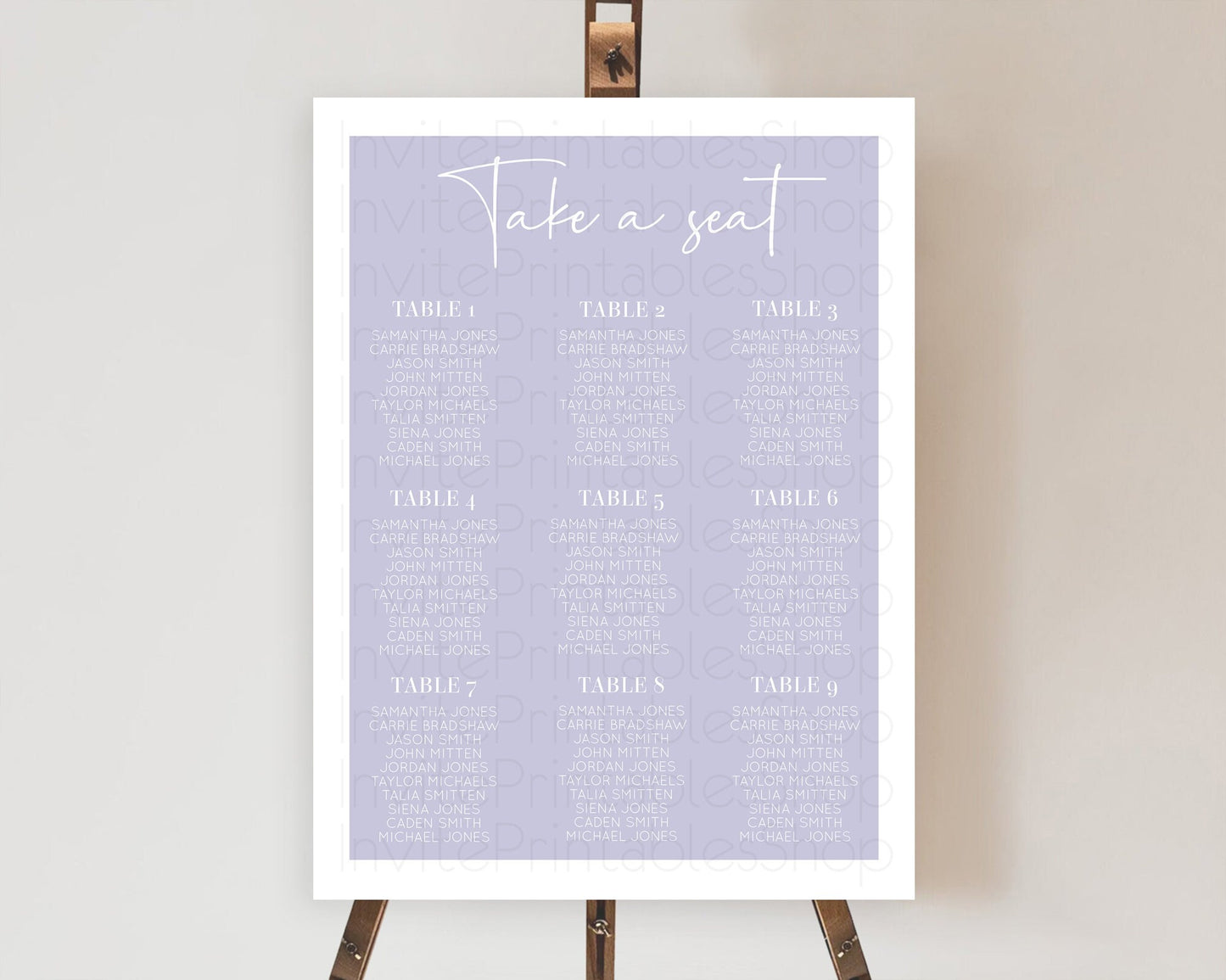 Purple Seating Chart Plain Purple Seating Sign Minimalist Purple Seating Sign Pastel Blue Table Number Sign Take A Seat Purple Décor D10942