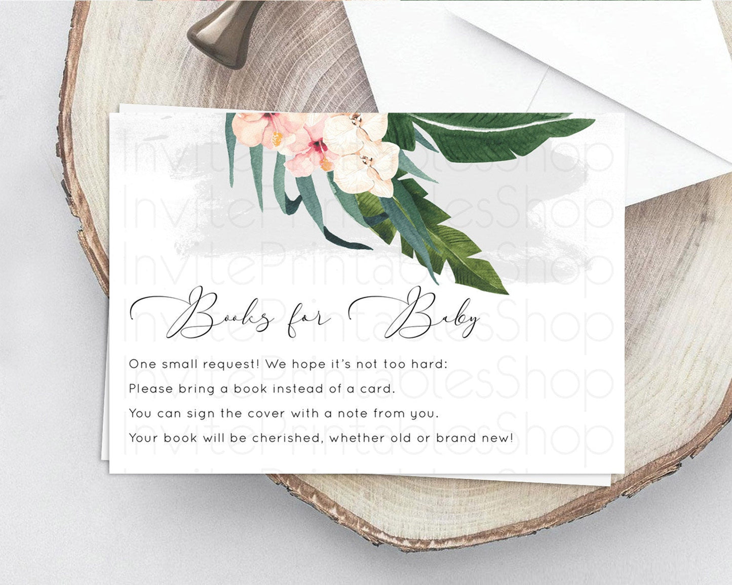Tropical Books For Baby Card Tropical Book Insert Palm Leaf Book Card Fern Frangipani Floral White Orchid Guests Book Poem Request D11011
