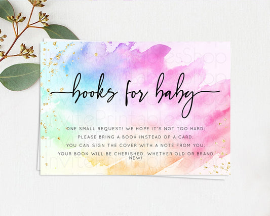 Editable Pastel Books For Baby Card Pastel Rainbow Book Insert Colorful Ombr