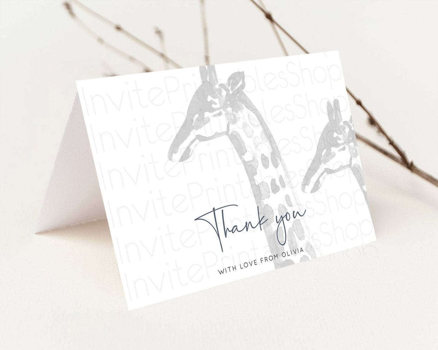 Giraffe Thank You Giraffe Thank You Card Giraffe Party Birthday Thank You Card Safari Card Template Giraffe Teacher Thank You Cards D10306