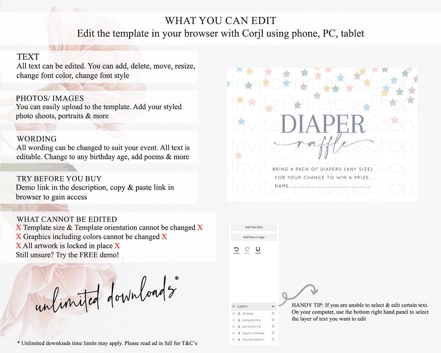 Pastel Star Diaper Raffle Card Shooting Star Diaper Raffle Insert Twinkle Little Star Diaper Ticket Rainbow Confetti Raffle Game D10795