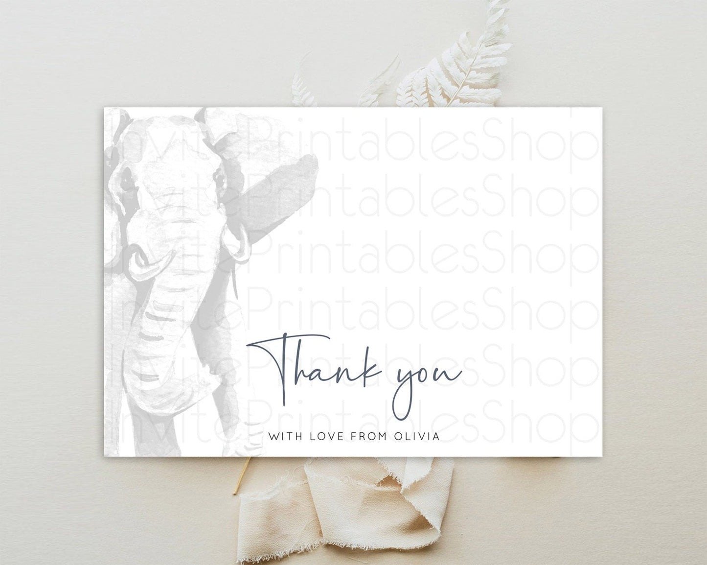 Pastel Elephant Thank You Rainbow Elephant Thank You Card Colorful Rainbow Birthday Thank You Pastel Teacher Thank You Card Template D10292