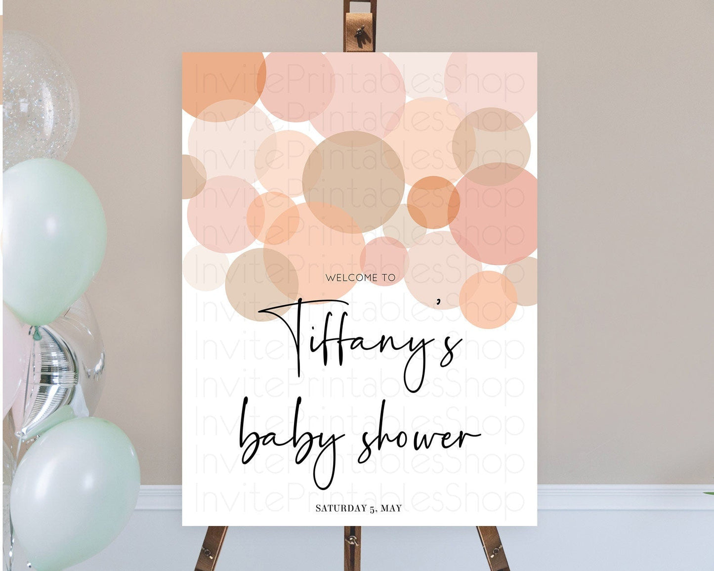 Orange Baby Shower Welcome Board Confetti Welcome Sign Pastel Ombre Orange Confetti Welcome Poster Bubbles Confetti Welcome Decor D10230