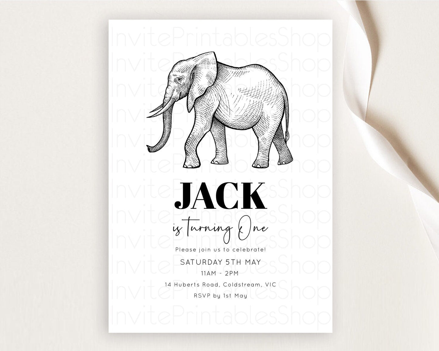 Elephant Birthday Invitation Elephant Invitation Elephant Birthday Safari Elephant Party TWO Wild ONE Jungle Adventure Zoo Birthday D10248