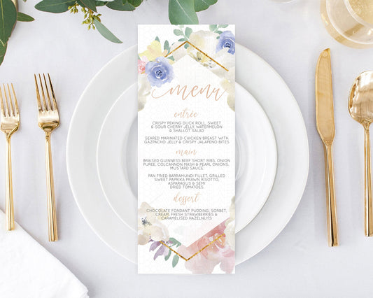 Editable Secret Garden Menu Wildflower Menu Template Pastel Flower Garden Ta