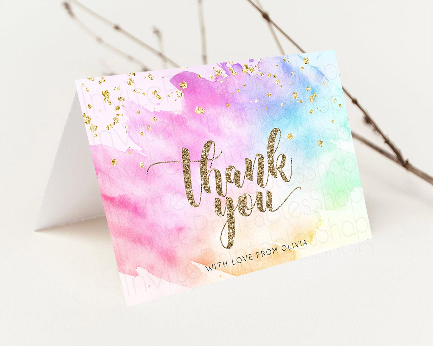 Editable Pastel Thank You Rainbow Thank You Card Colorful Pastel Birthday Th