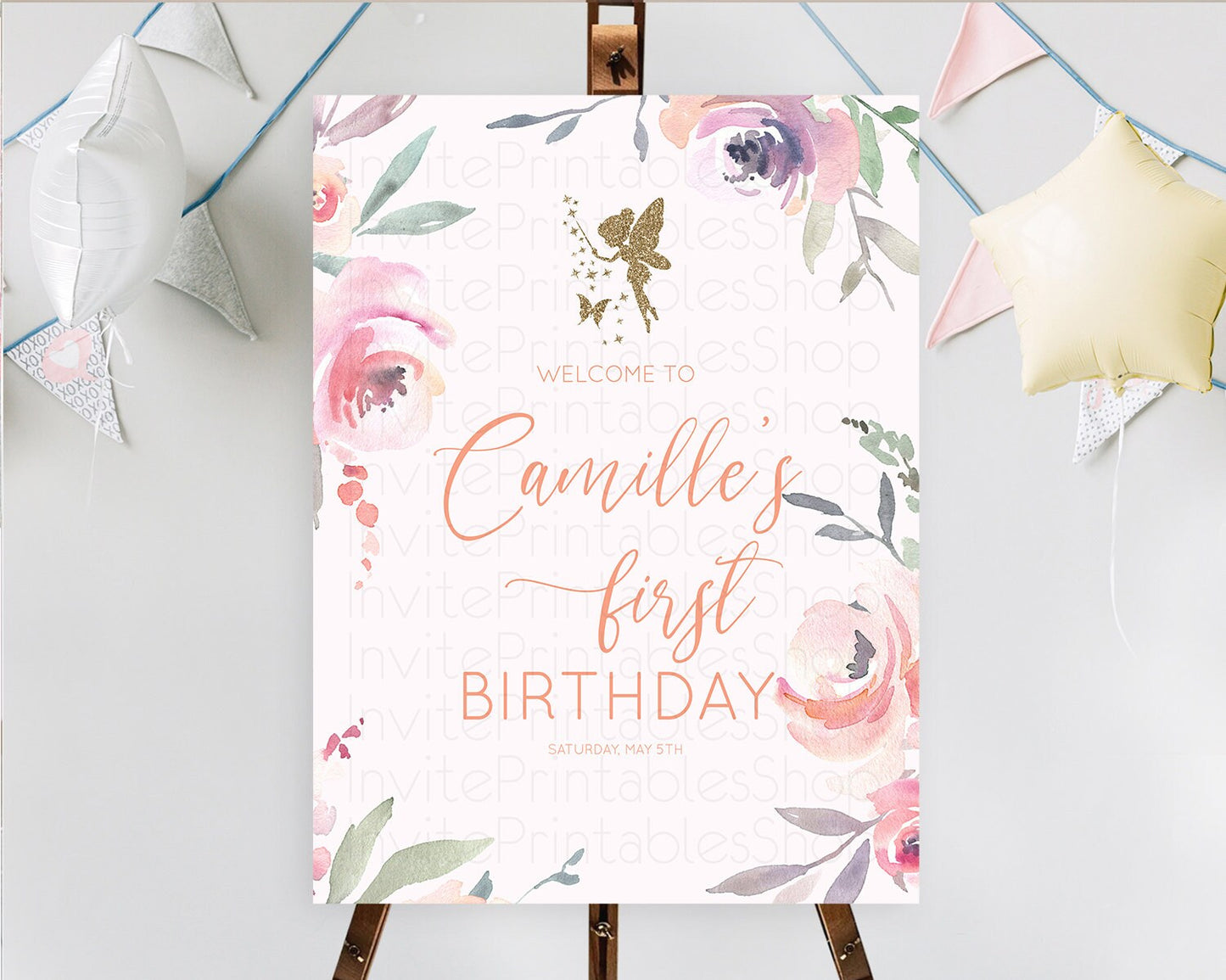 Fairy Welcome Sign Fairy Welcome Board Enchanted Garden Pastel Floral Butterfly Decor Secret Garden First Birthday Welcome Sign D10197