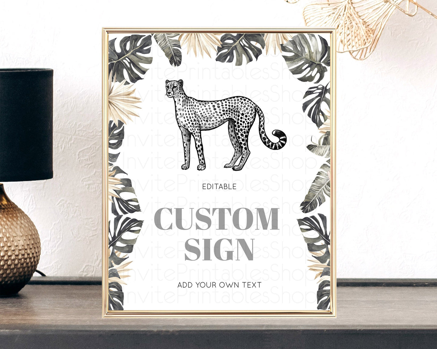 Cheetah Sign Cheetah Party Sign Template Safari Adventure Table Sign Decor Cheetah Minimal Theme 1st Birthday Baptism Baby Shower D10823