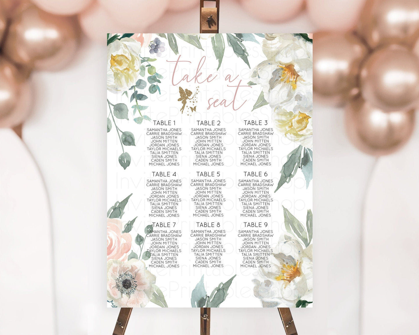 Fairy Seating Chart Pastel Fairy Seating Chart Fairy Tea Party Fairy Garden Seating Sign Enchanted Garden Floral Butterfly Decor D10800