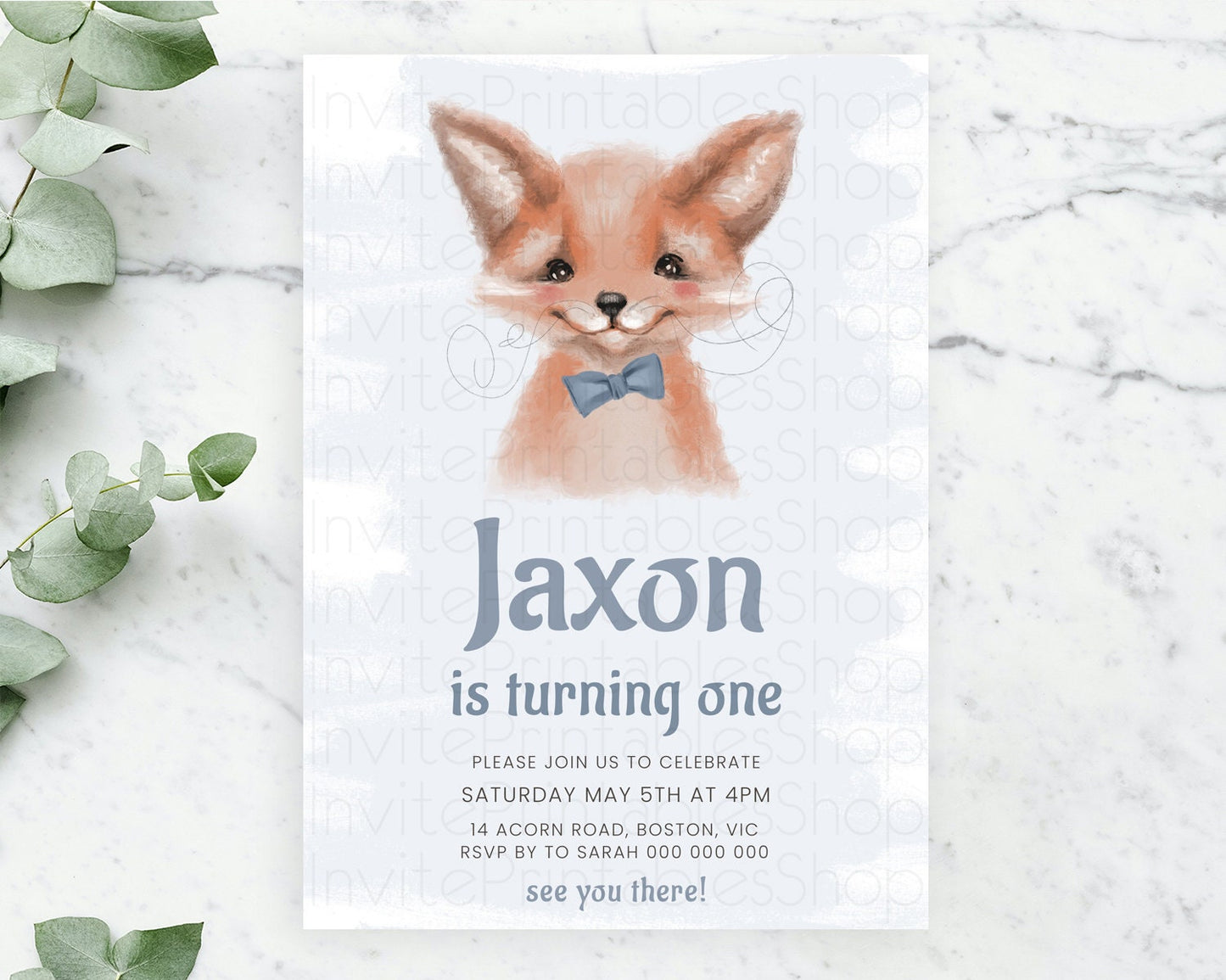 Fox Birthday Invitation Fox Invite Mr. Fox Birthday Baby Fox Party Forest Adventure Enchanted Woods Wild One 1st 2nd 3rd Birthday D10657