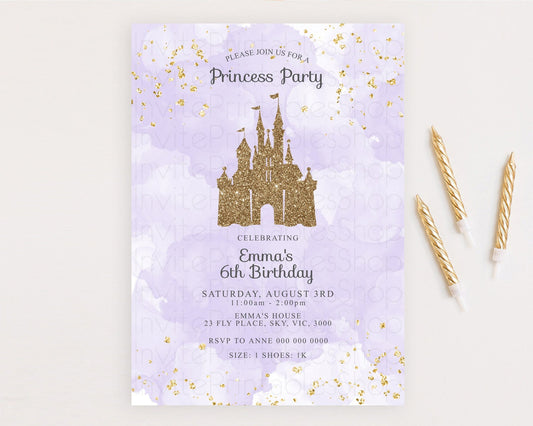 Princess Birthday Invitation Princess Invitation Pastel Invitation Royal Birthday Rainbow Color Enchanted Castle 1st First Birthday D10701