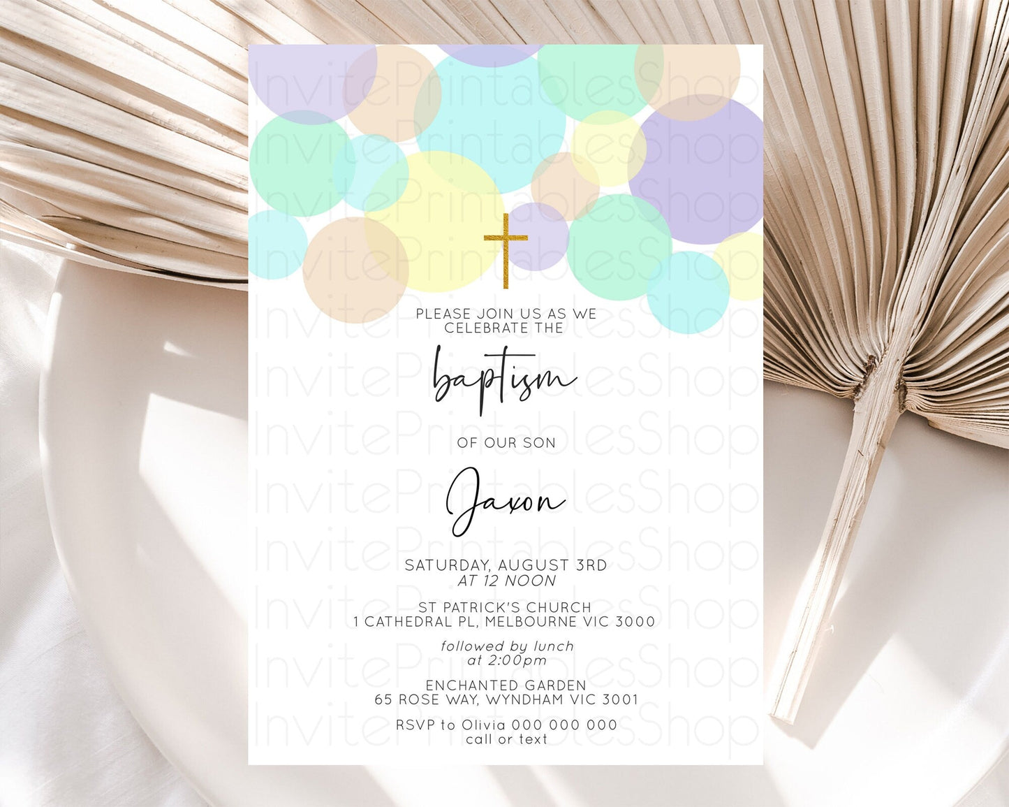 Pastel Baptism Invitation Pastel Confetti Baptism 1st Birthday Invitation Colorful Rainbow Confetti Bubbles Christening Invitation D10414