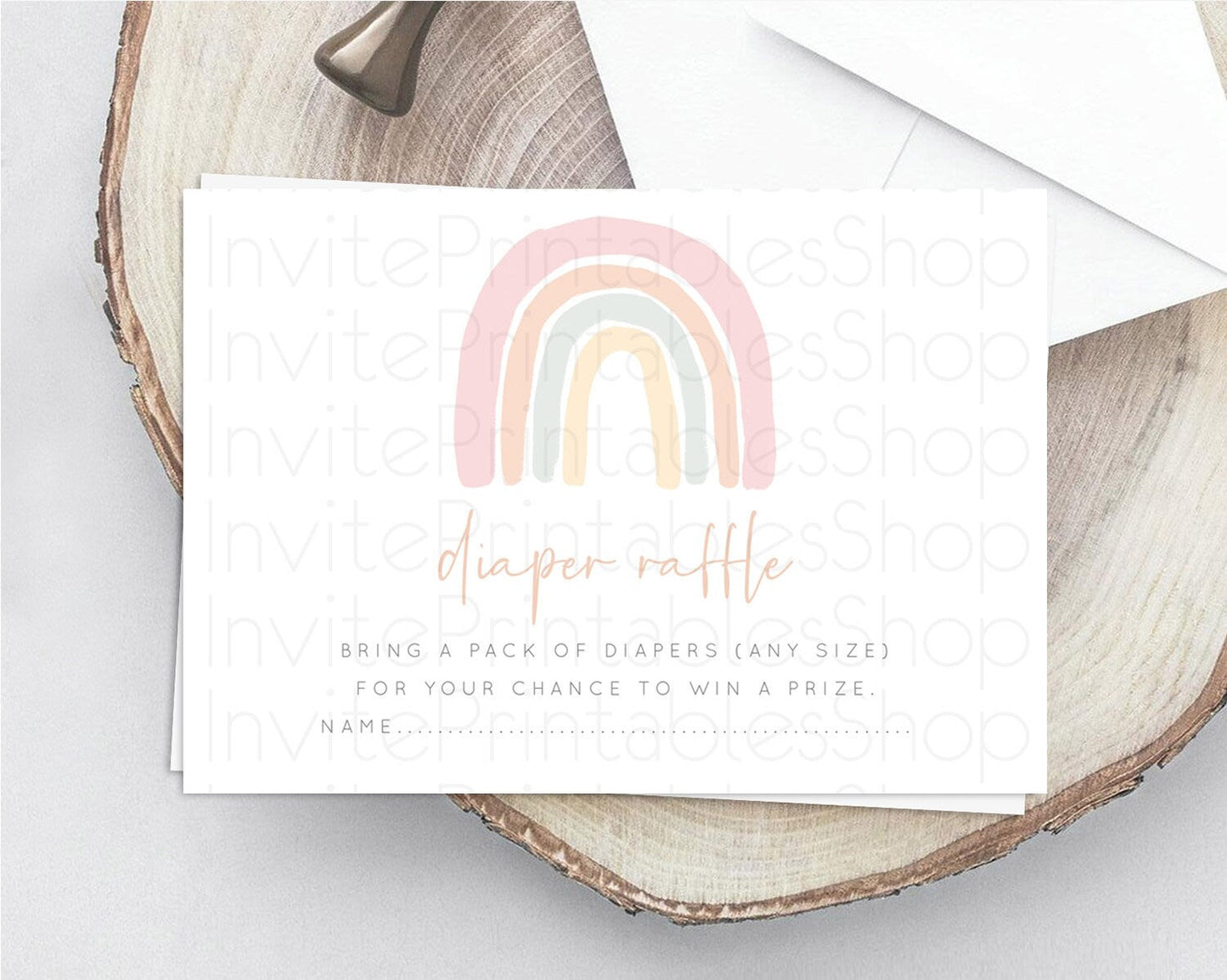Pastel Rainbow Diaper Raffle Card Boho Rainbow Diaper Insert Boho Rainbow Diaper Ticket Pastel Watercolor Baby Shower Raffle Game D10162