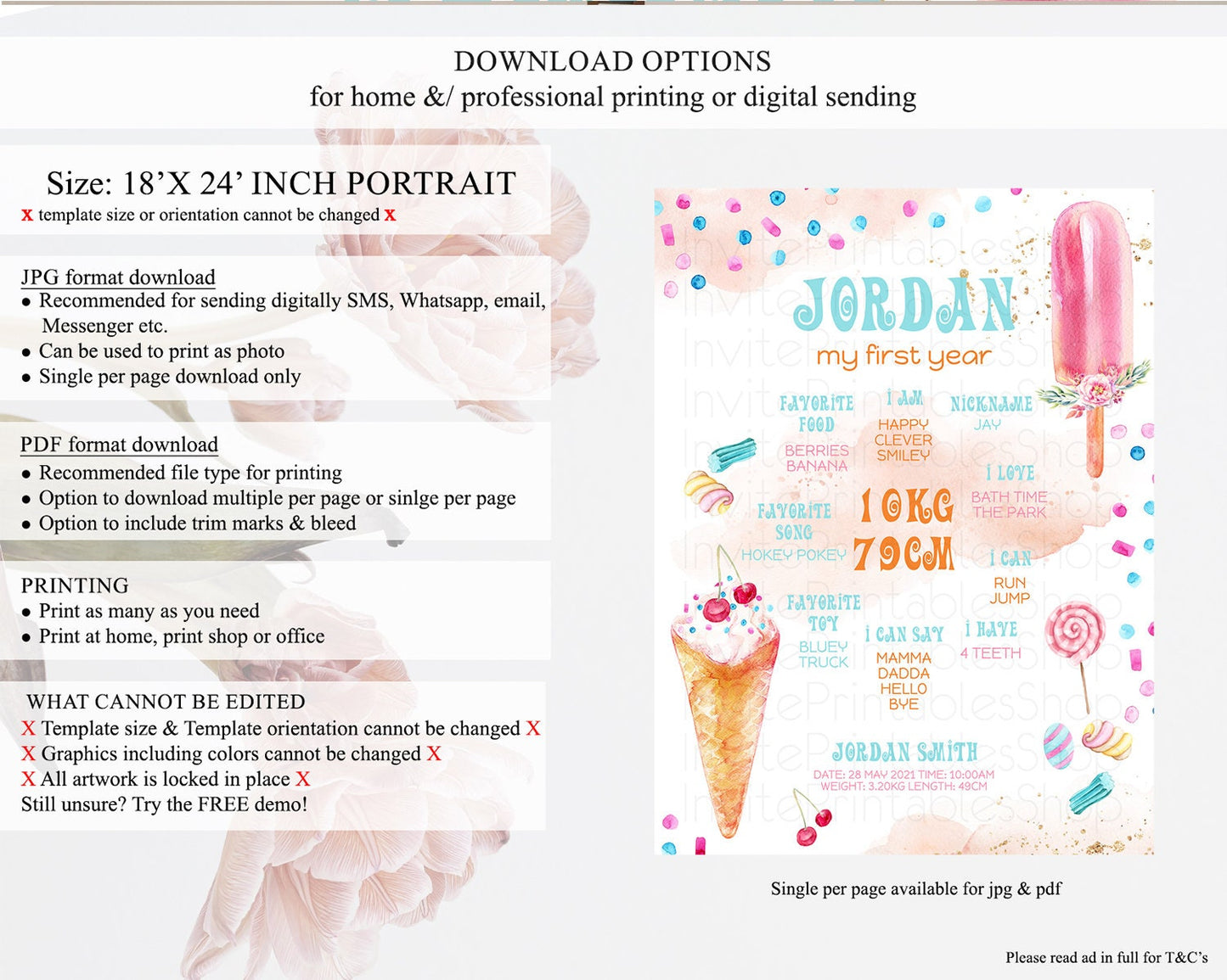 Ice Cream First Birthday Milestone Board Sweet One Milestone Poster Heres The Scoop Pastel Candy Sign First Birthday Welcome Sign D10554