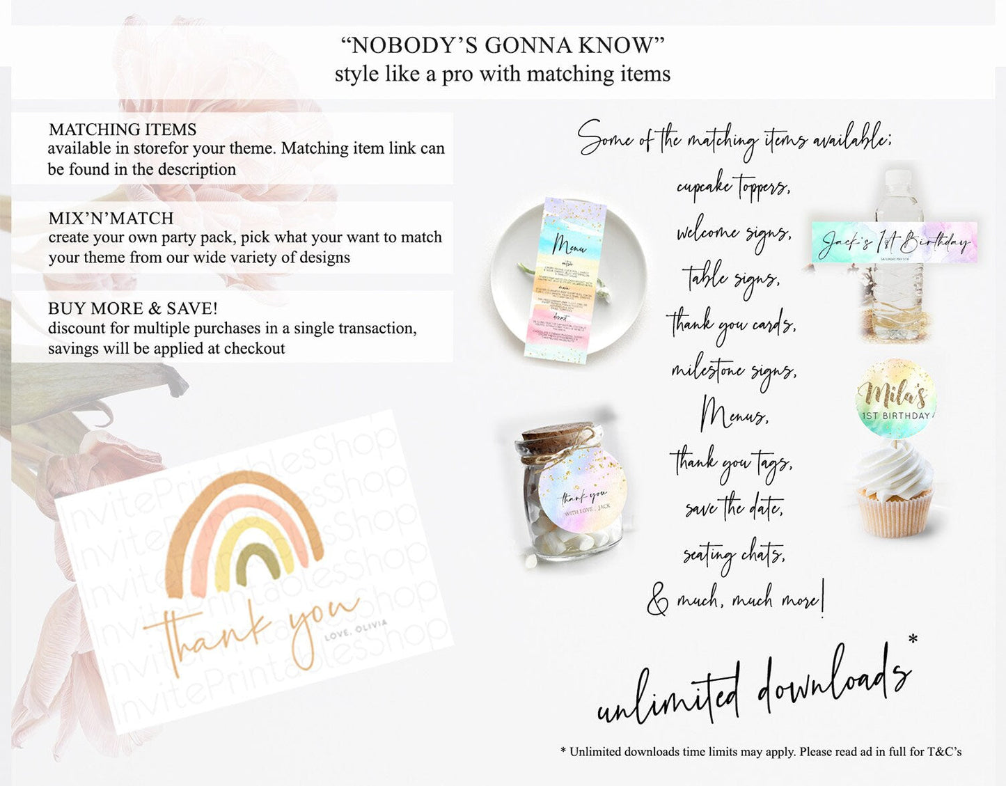 Pastel Rainbow Thank You Boho Rainbow Thank You Card Rainbow Birthday Thank You Cards Pastel Rainbow Teacher Thank You Card Template D10684