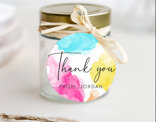 Pastel Thank You Tags Rainbow Thank You Gift Tags Colorful Pastel Favor Tags Confetti Watercolor Pastel First Birthday Thank You D10898