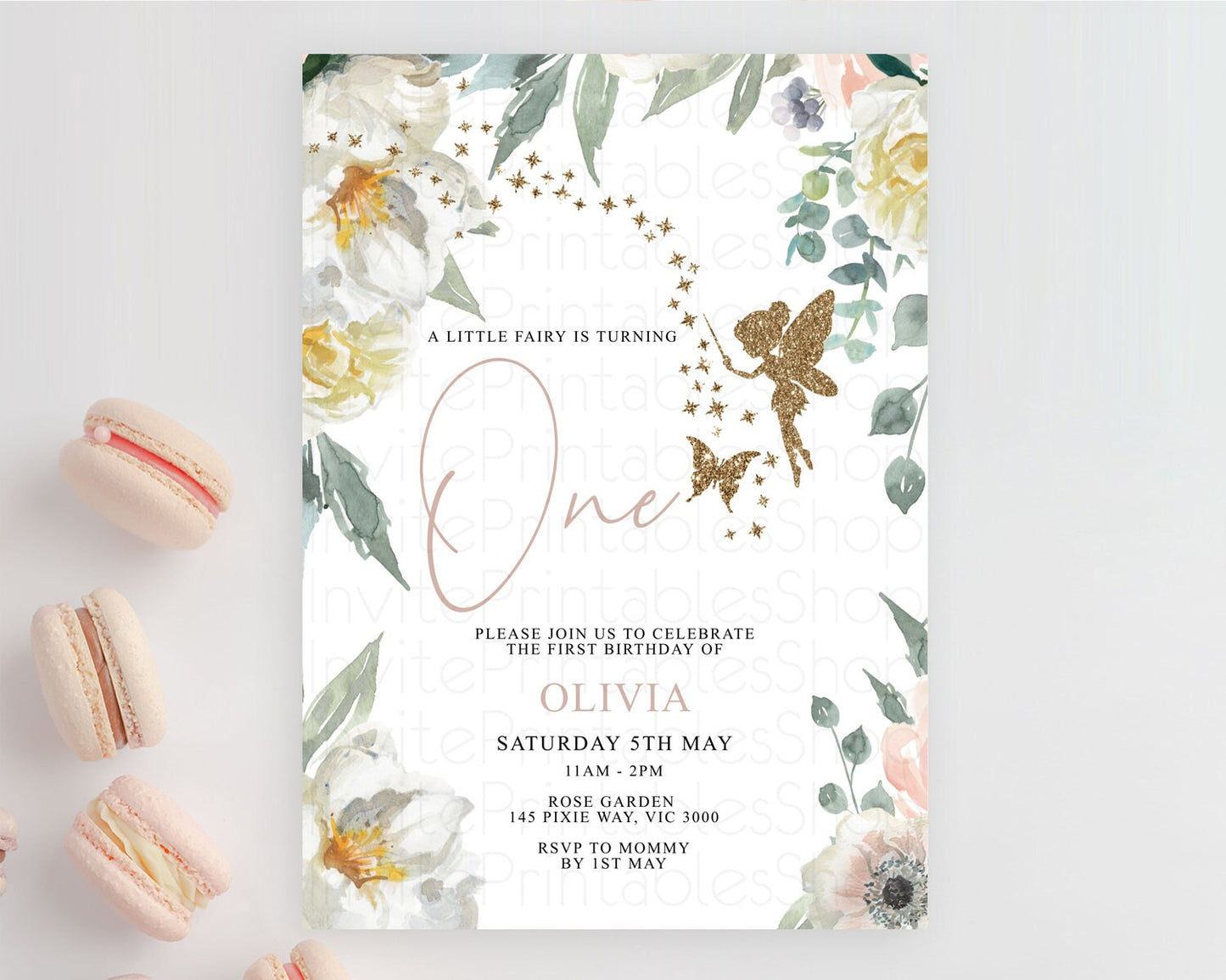 Fairy Birthday Invitation Fairy Invites Fairy Tea Party Fairy Garden Birthday Secret Garden Enchanted Garden Pastel Floral Butterfly D10800