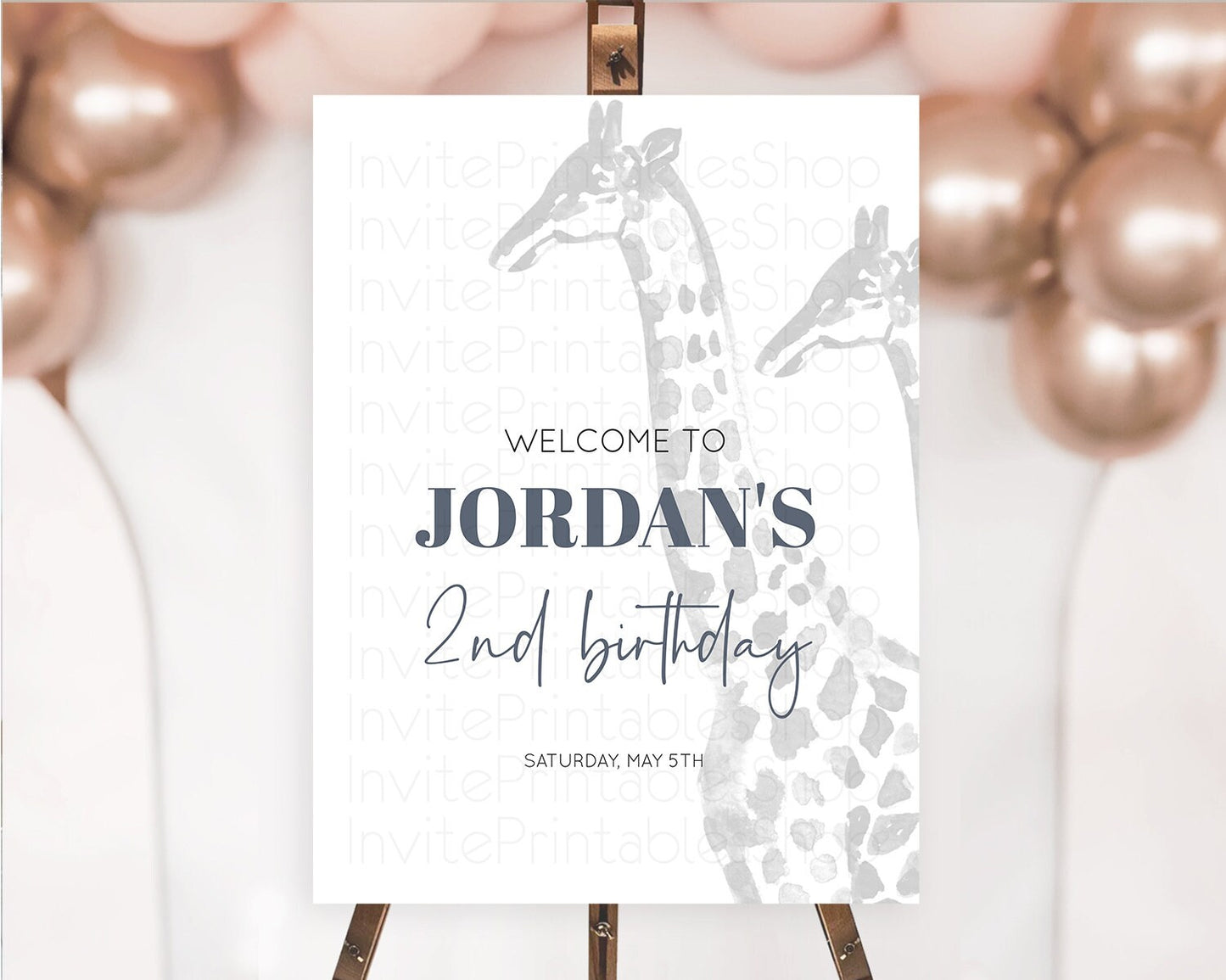 Giraffe Welcome Sign Giraffe Welcome Board Giraffe Party Welcome Poster Safari Adventure Decor Giraffe First Birthday Welcome Sign D10306