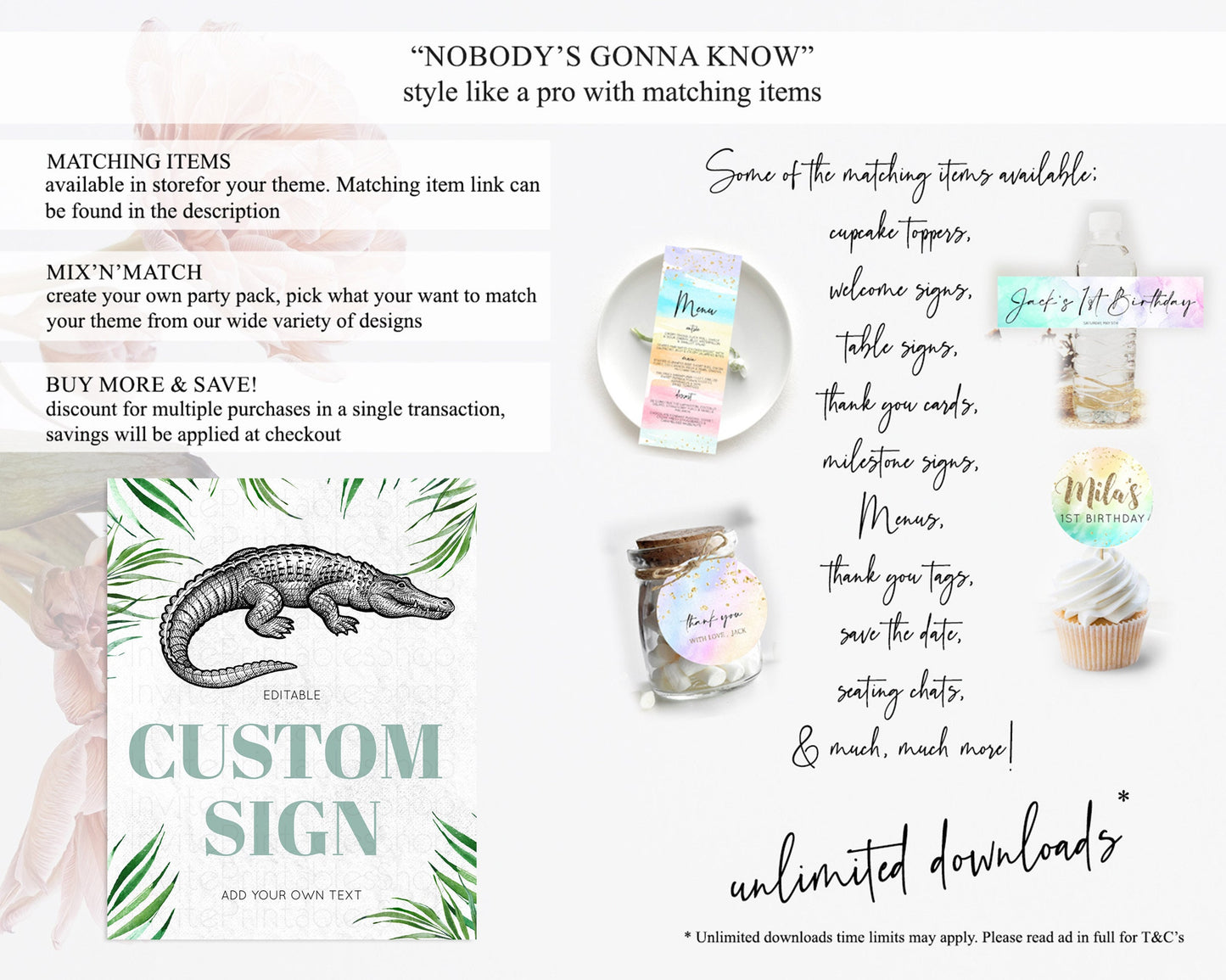 Croc Gator Sign Swamp Table Sign Decor Croc Gator Party Sign Template Safari Adventure Croc Gator Minimal Theme 1st Birthday Baptism D10847