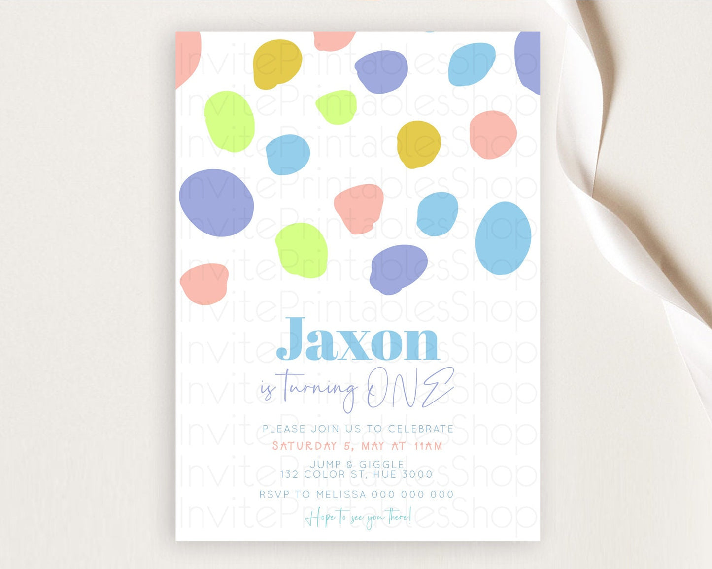 Pastel Birthday Invitation Pastel Confetti Birthday Invitation Bubbles Invitation Colorful Rainbow Confetti 2nd 1st First Birthday D11047