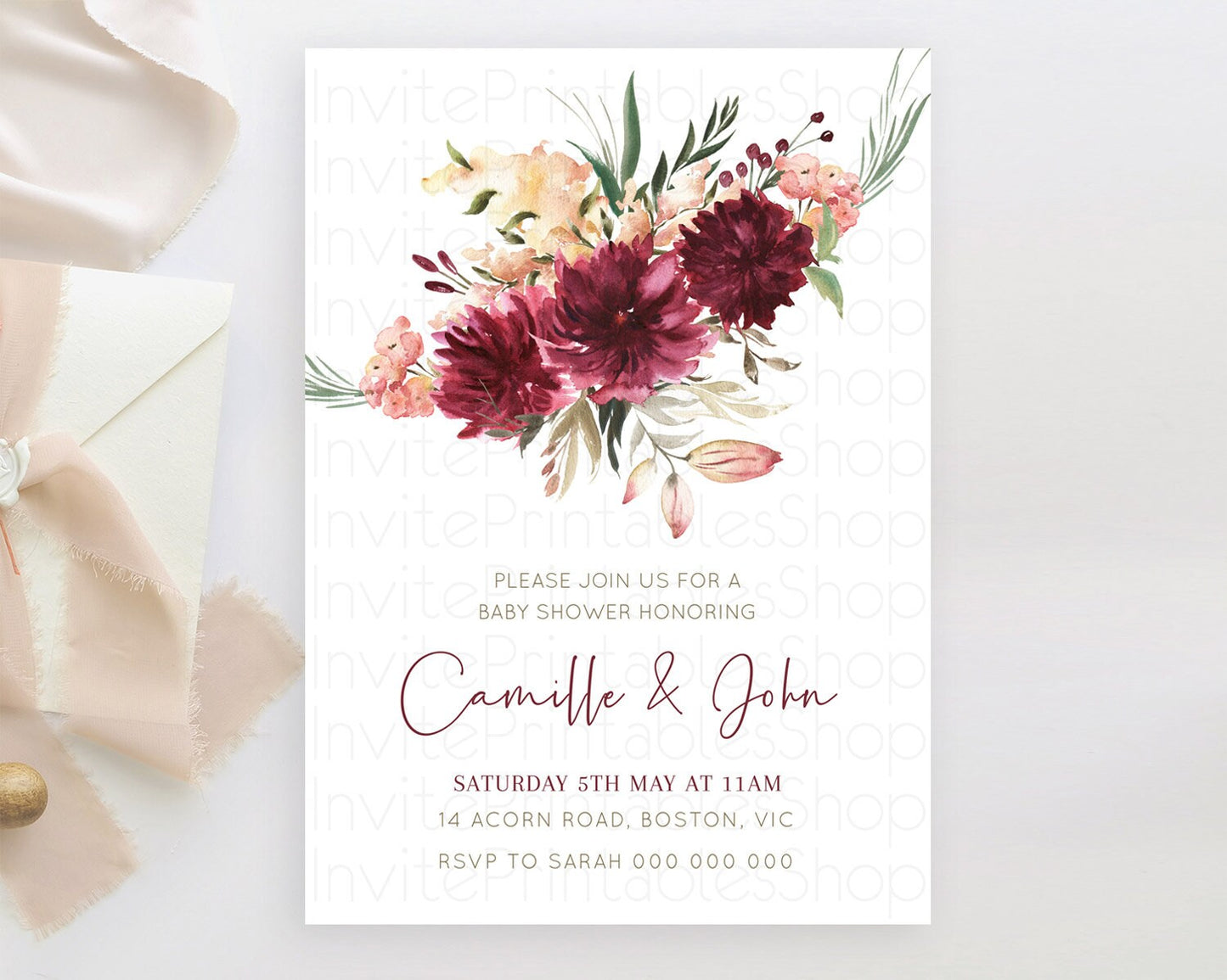 Wildflower Baby Shower Invitation Secret Garden Baby Shower Invitation Pastel Flowers Invite Enchanted Garden Shower Floral Theme D10685