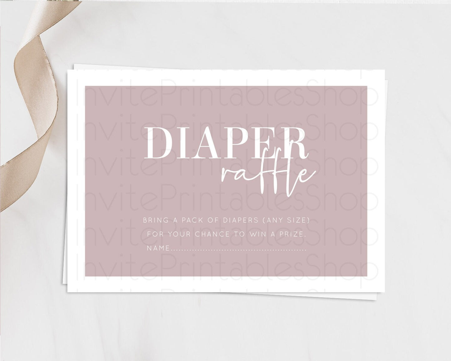 Pink Diaper Raffle Card Plain Pink Diaper Raffle Insert Minimalist Pastel Pink Diaper Ticket Pink Simple Baby Shower Raffle Game D10936