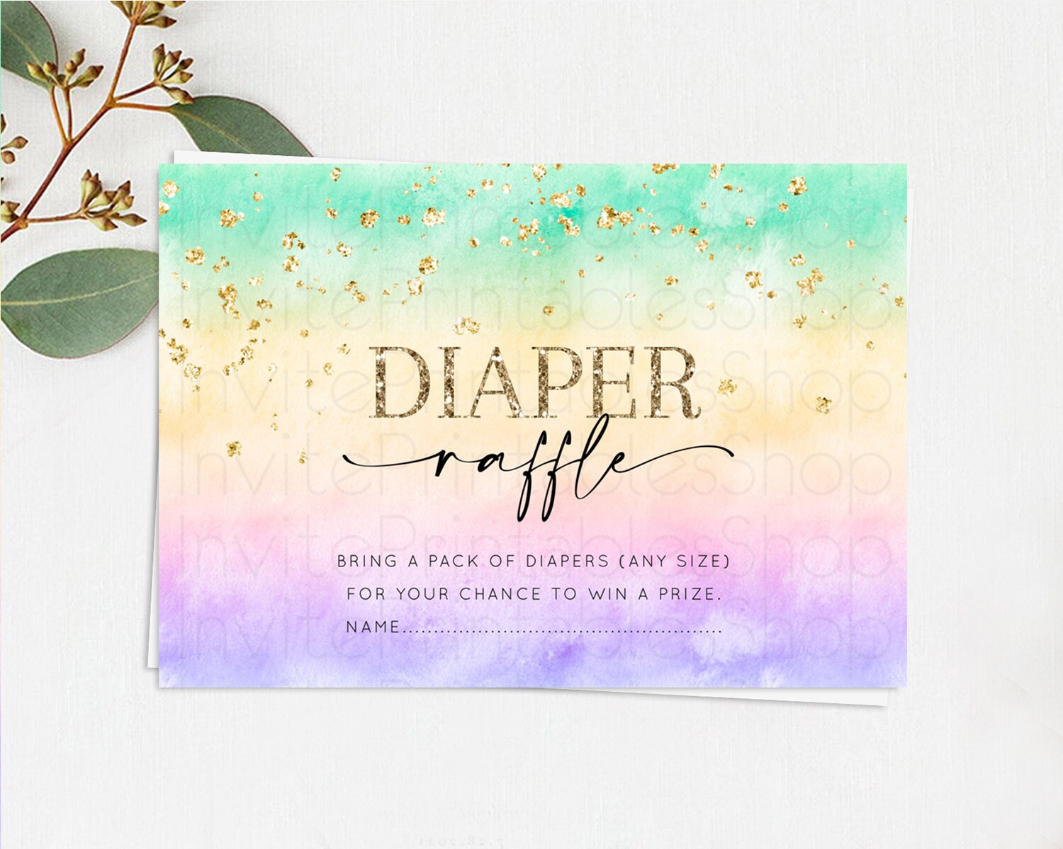 Editable Pastel Diaper Raffle Card Pastel Rainbow Diaper Raffle Insert Color