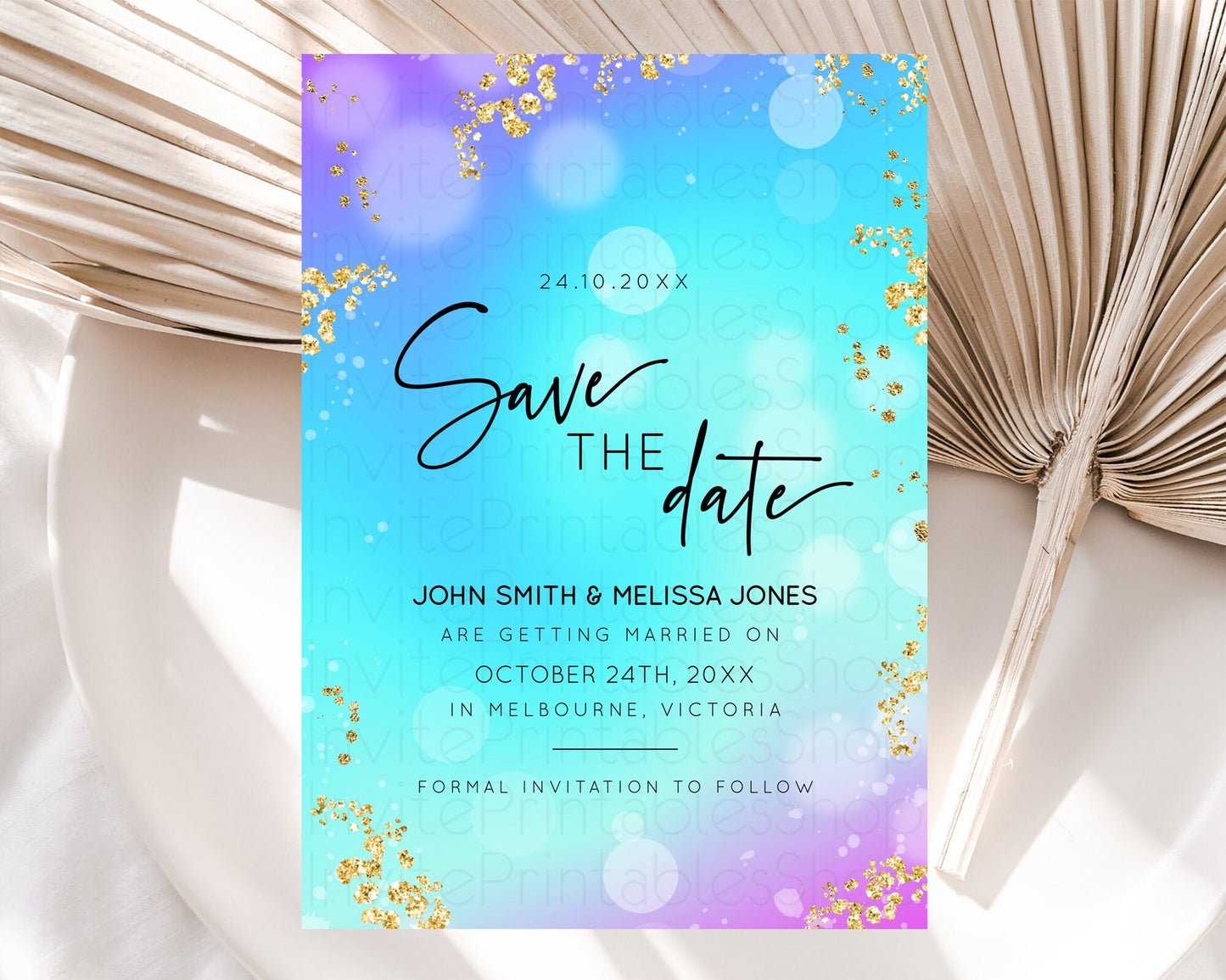 Editable Mermaid Save The Date Template Colorful Pastel Mermaid Under The Se