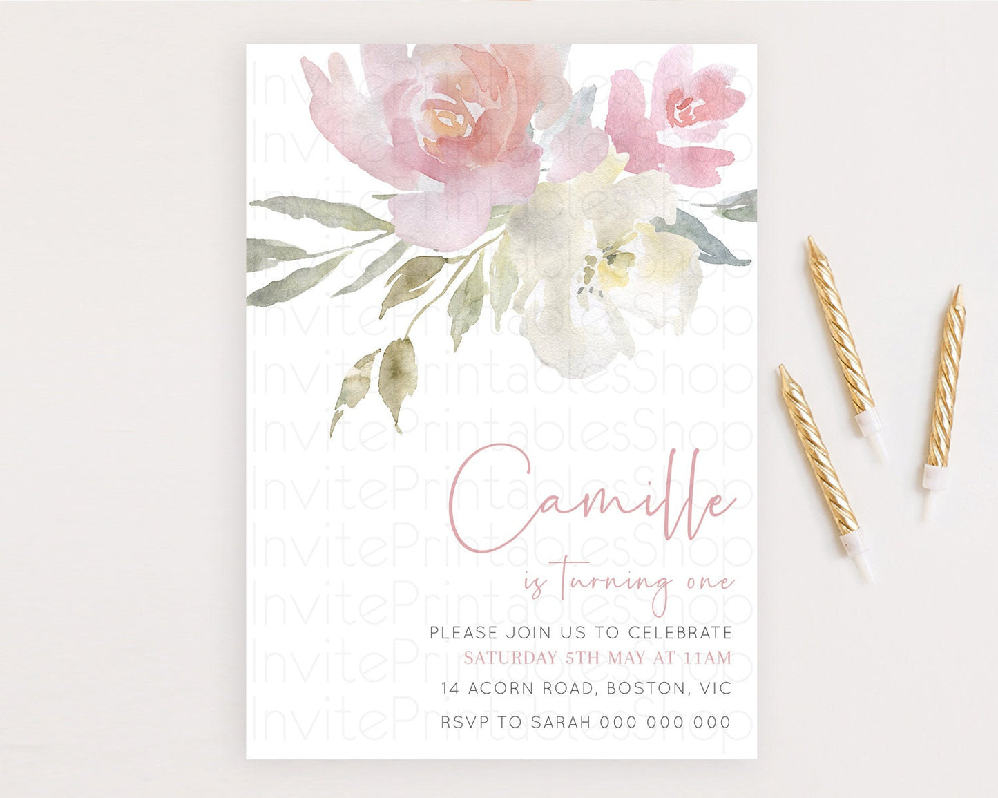 Secret Garden Invitation Wildflower Birthday Invitation Pastel Flowers Invite Enchanted Garden Boho Floral 3rd 2nd First Birthday D10183