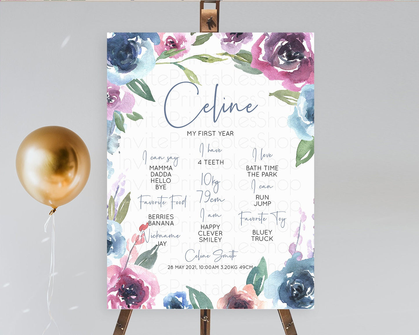 Secret Garden Milestone Board Wildflower First Birthday Milestone Poster Pastel Flowers Milestone Boho Wildflower 1st Birthday Sign D10780