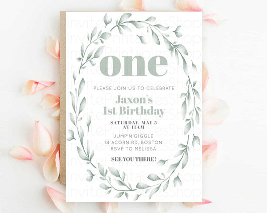 Editable Leafy Birthday Invitation Leafy Invitation Simple Greenery Invitati