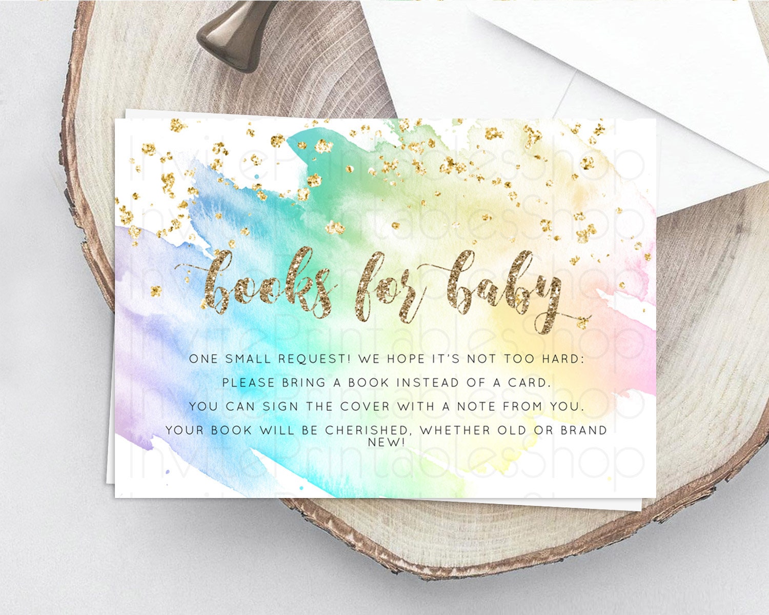 Editable Pastel Books For Baby Card Pastel Rainbow Book Insert Colorful Ombr
