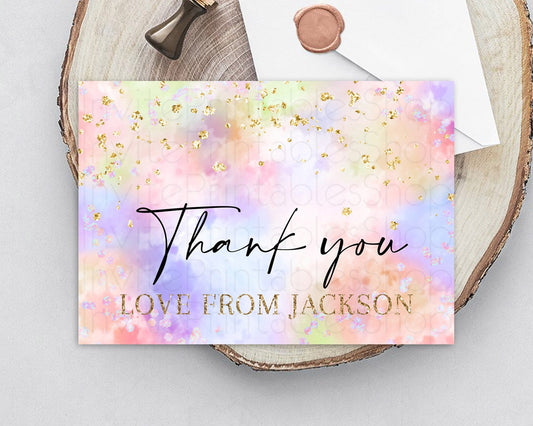 Pastel Thank You Rainbow Thank You Card Colorful Pastel Birthday Thank You Card Confetti Watercolor Pastel Teacher Thank You Cards D10610