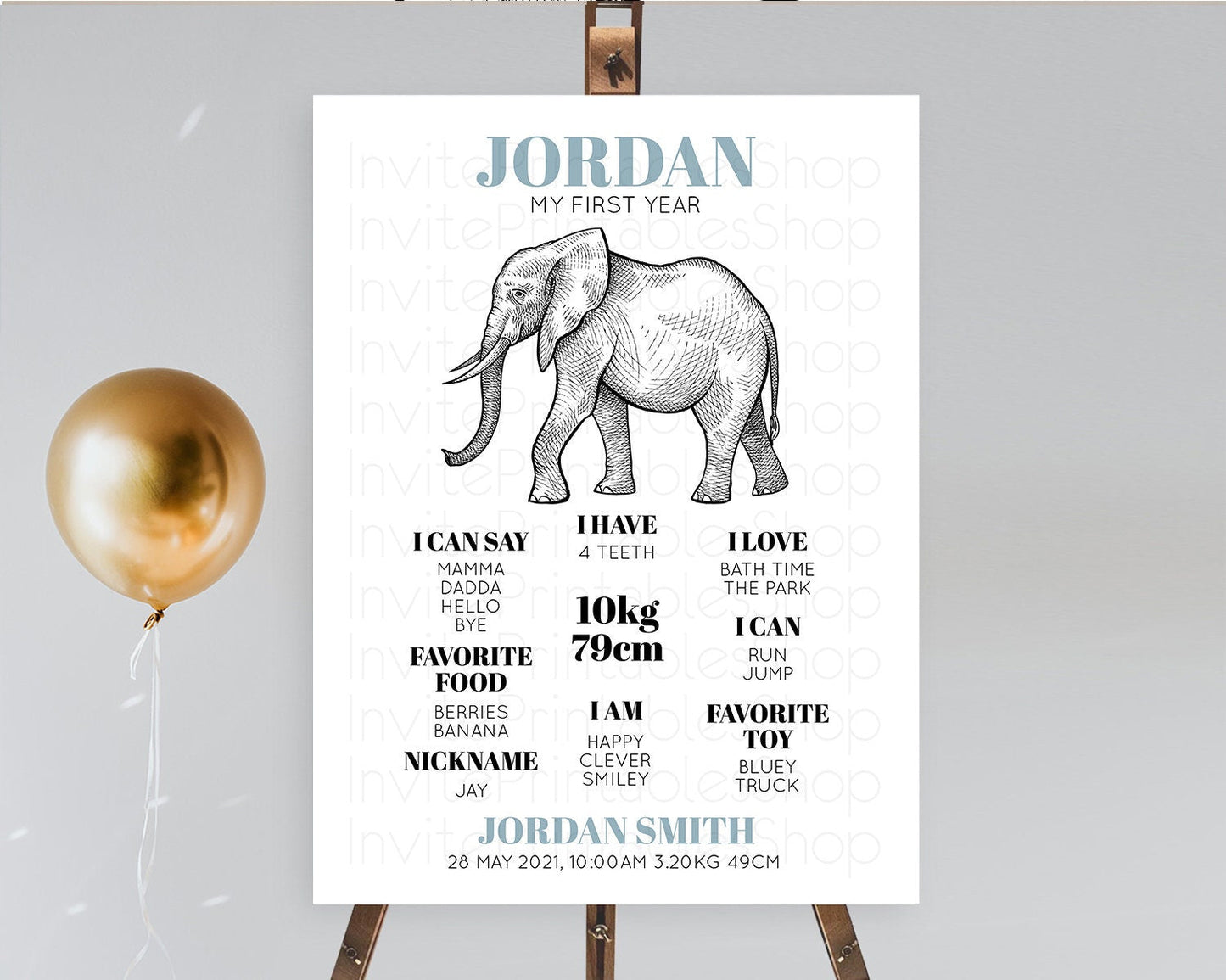 Elephant First Birthday Milestone Board Elephant Milestone Poster One Wild Year Safari Adventure Elephant Zoo Birthday Welcome Sign D10248