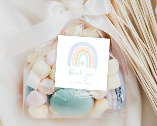 Pastel Rainbow Gift Tags Boho Rainbow Favor Tag Colorful Rainbow Bonbonniere Thank You Soft Pastel Simple Modern Rainbow Birthday Tags 19