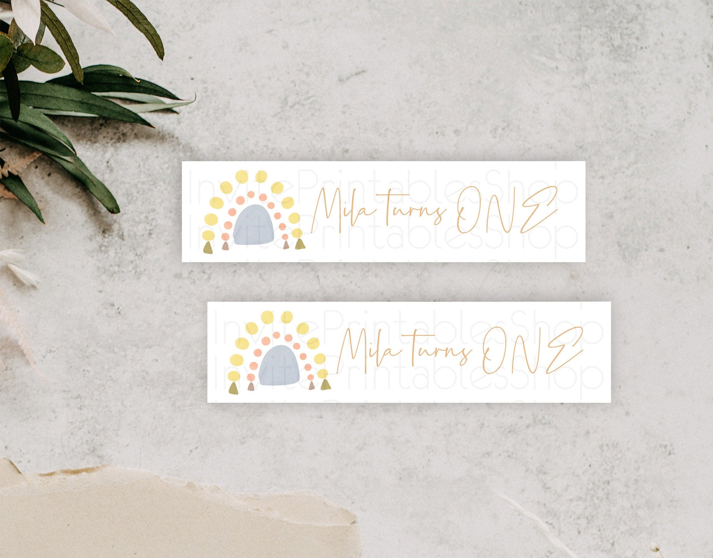 Pastel Rainbow Water Label Template Boho Colorful Rainbow Party Decor Rainbow Baby Theme 1st Birthday Baptism Baby Shower Wedding D10688
