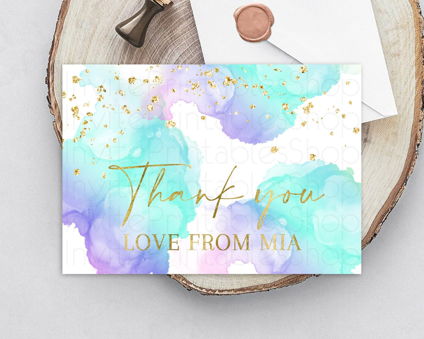 Pastel Thank You Rainbow Thank You Card Colorful Pastel Birthday Thank You Card Confetti Watercolor Pastel Teacher Thank You Cards D10212