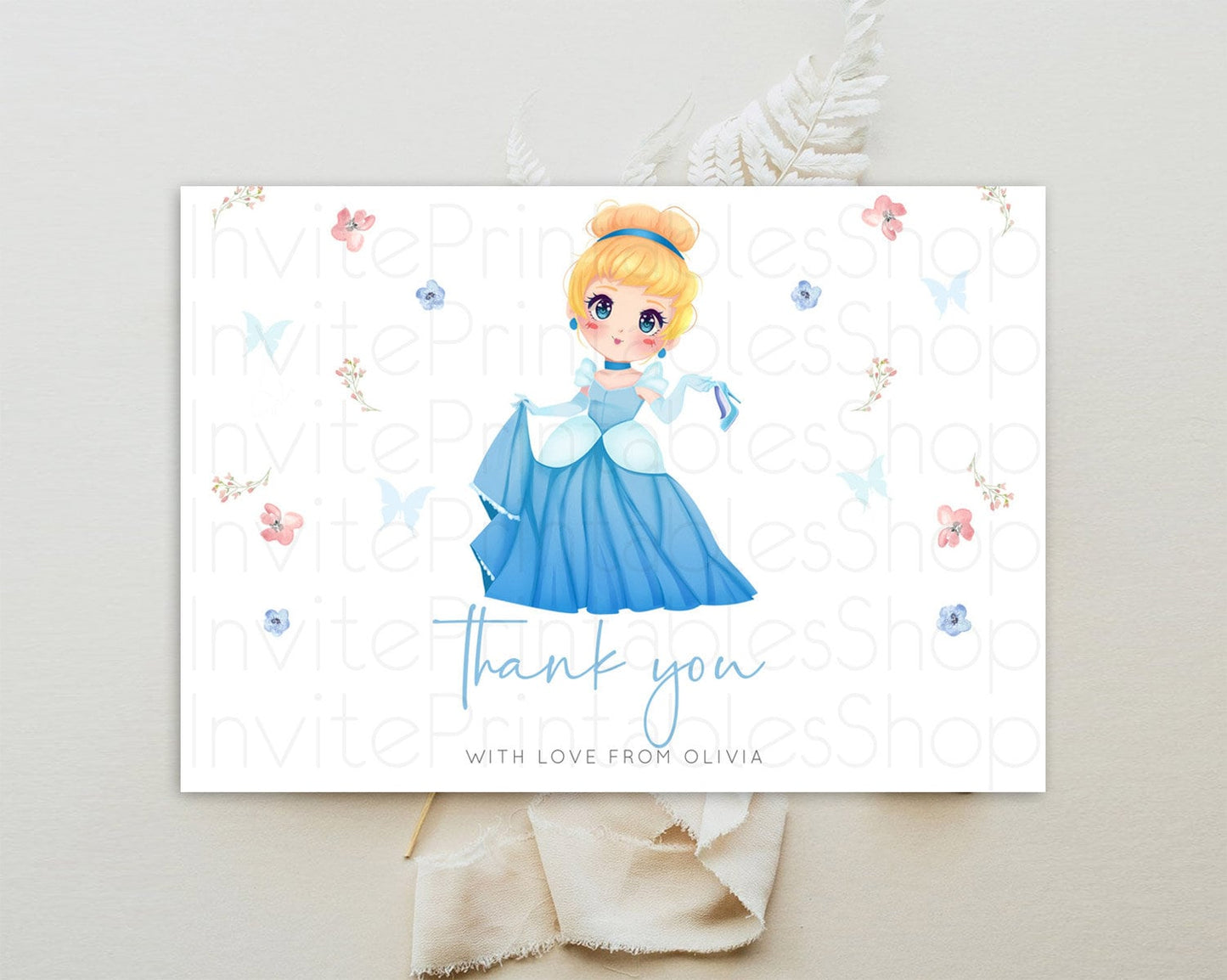 Princess Thank You Castle Thank You Card Secret Garden Birthday Thank You Card Enchanted Castle Pastel Floral Teacher Thank You Card D10354