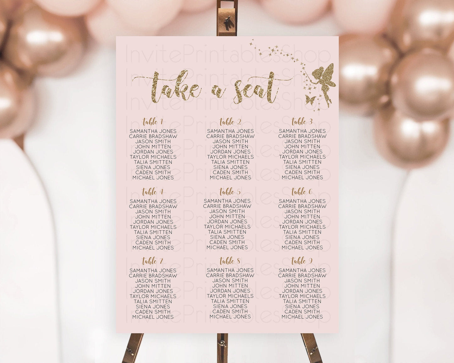 Fairy Seating Chart Pastel Fairy Seating Chart Fairy Tea Party Fairy Garden Seating Sign Enchanted Garden Floral Butterfly Decor D10899