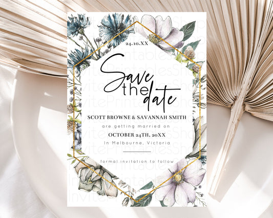 Wildflower Save The Date Template Secret Garden Save The Date Pastel Floral Garden Party Boho Flowers Birthday Baby Shower Wedding D10501